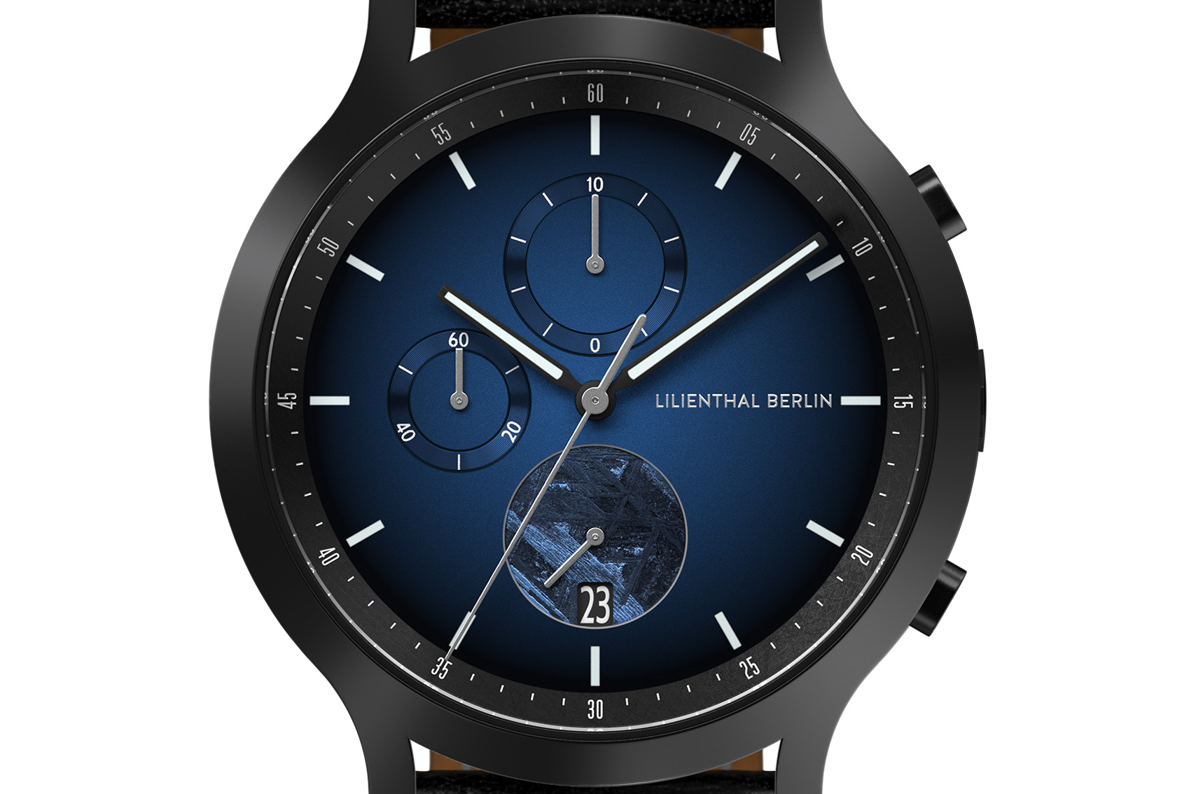 Chronograph Blue Flare - Leder Schwarz