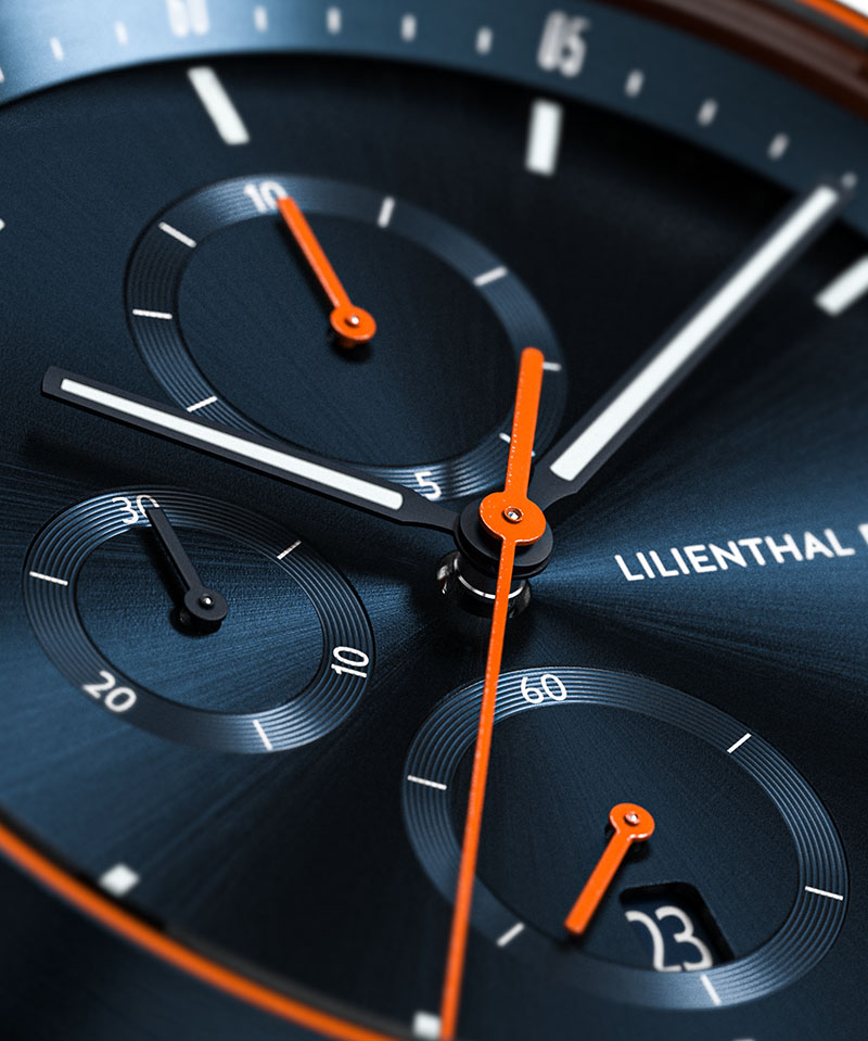 Chronograph Blue Orange - washpaper jasnobrazowy