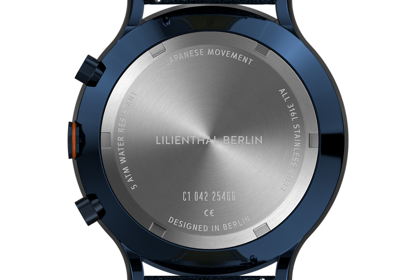 Chronograph Blue Orange - Leder Dunkelblau