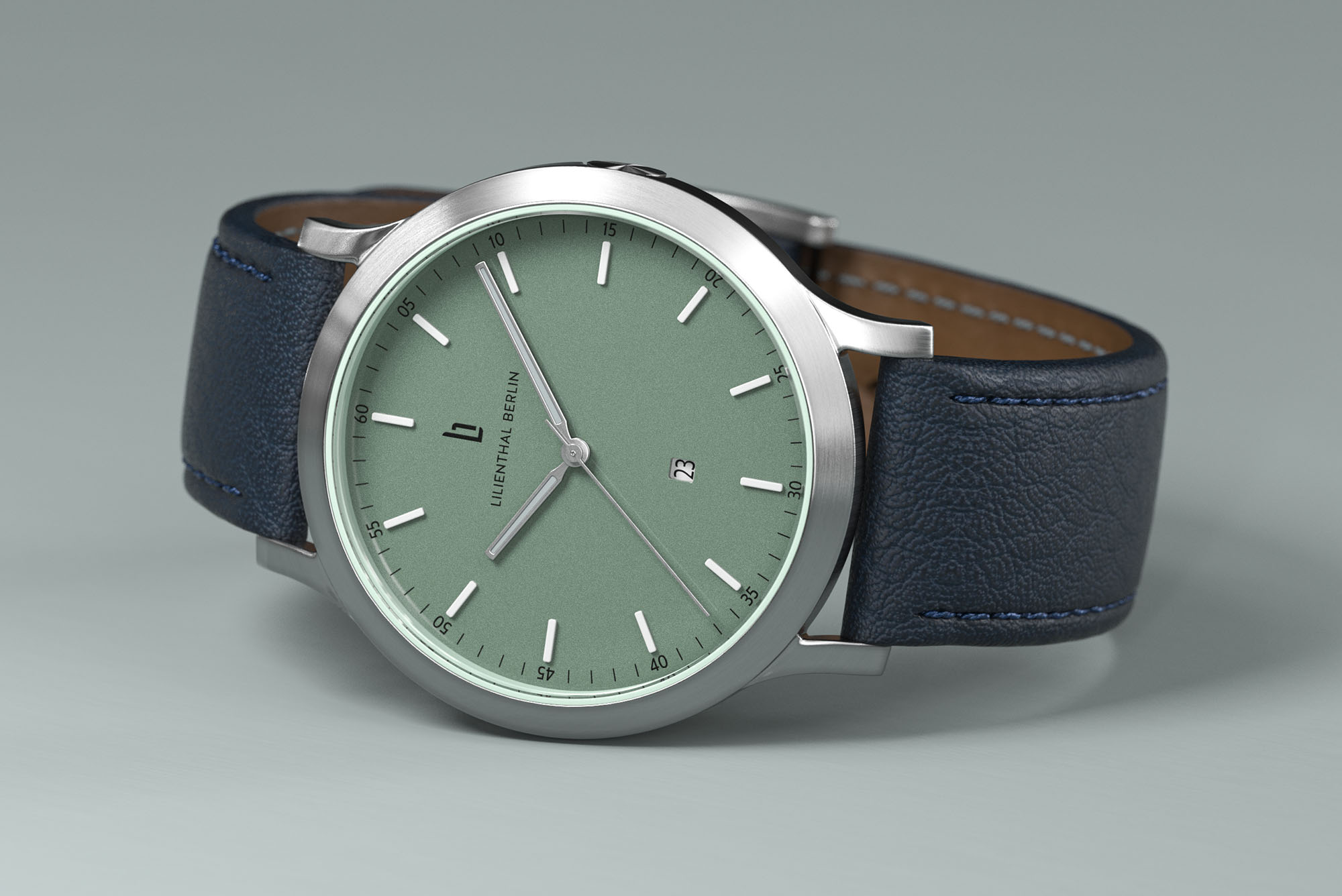 Huxley Silver Sage Green - Leder Dunkelblau