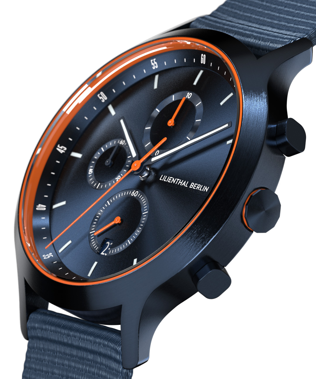 Chronograph Blue Orange - Recycled PET Blau