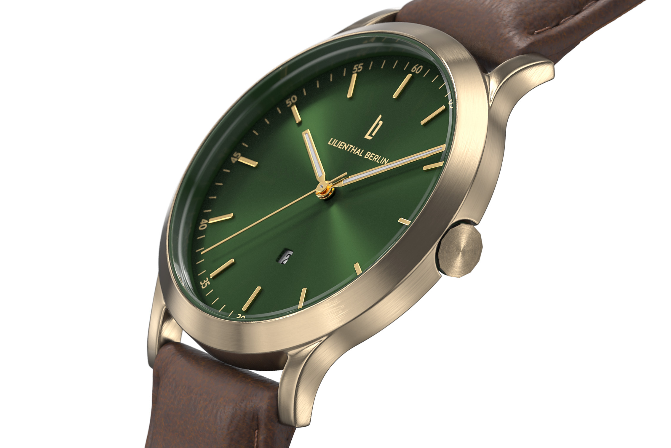 Huxley Beige Gold Green - Leather dark brown