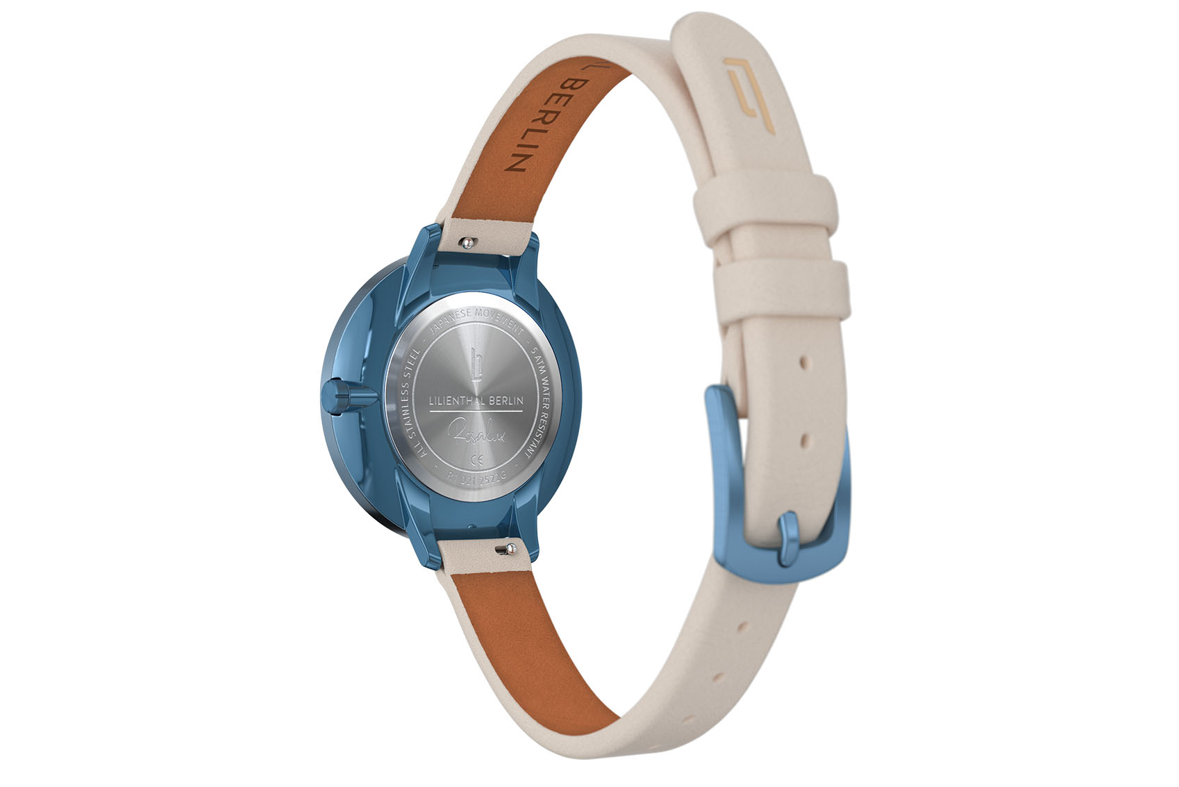 Rosalux Sky Blue - Leder Perlweiß