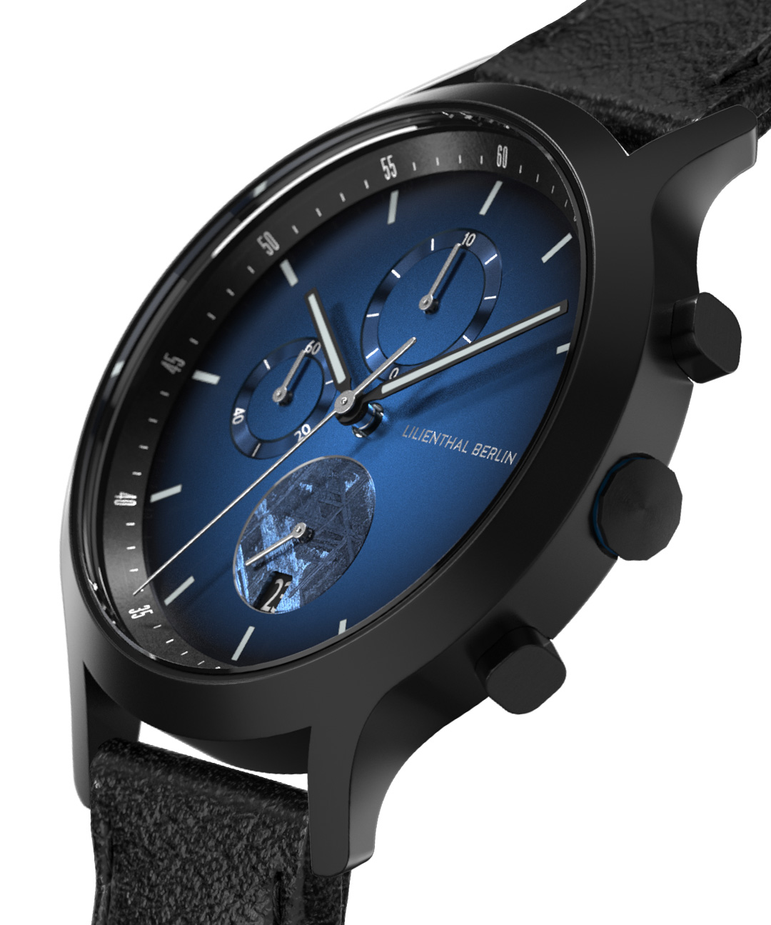Chronograph Blue Flare - Leder Schwarz