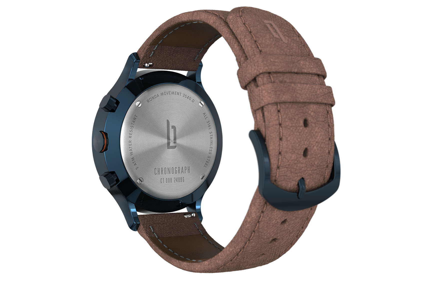 Chronograph Blue Orange - washpaper jasnobrazowy