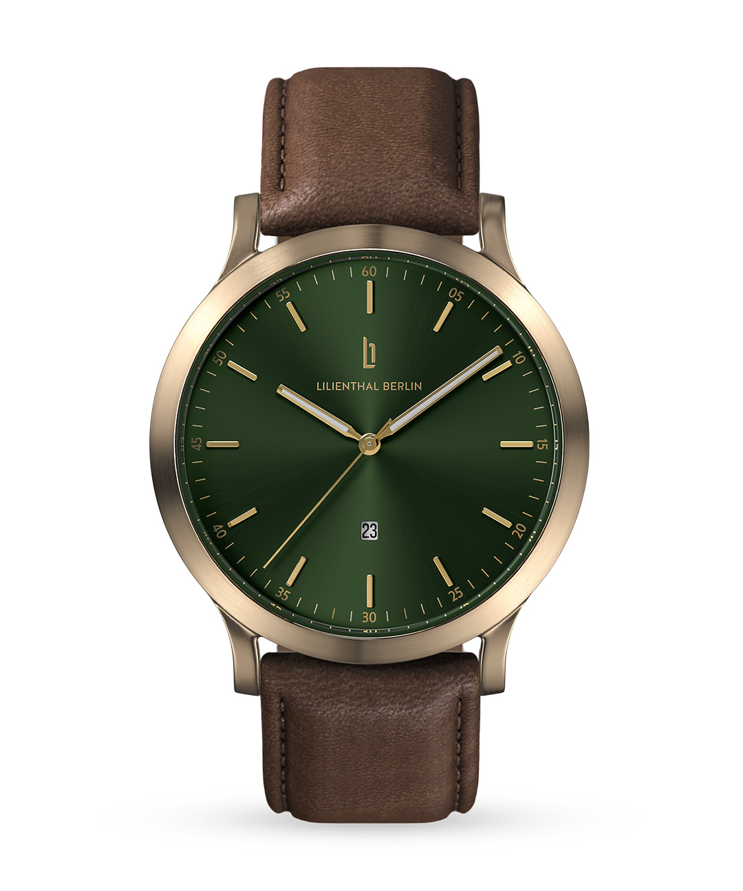 Huxley Beige Gold Green - Leather dark brown