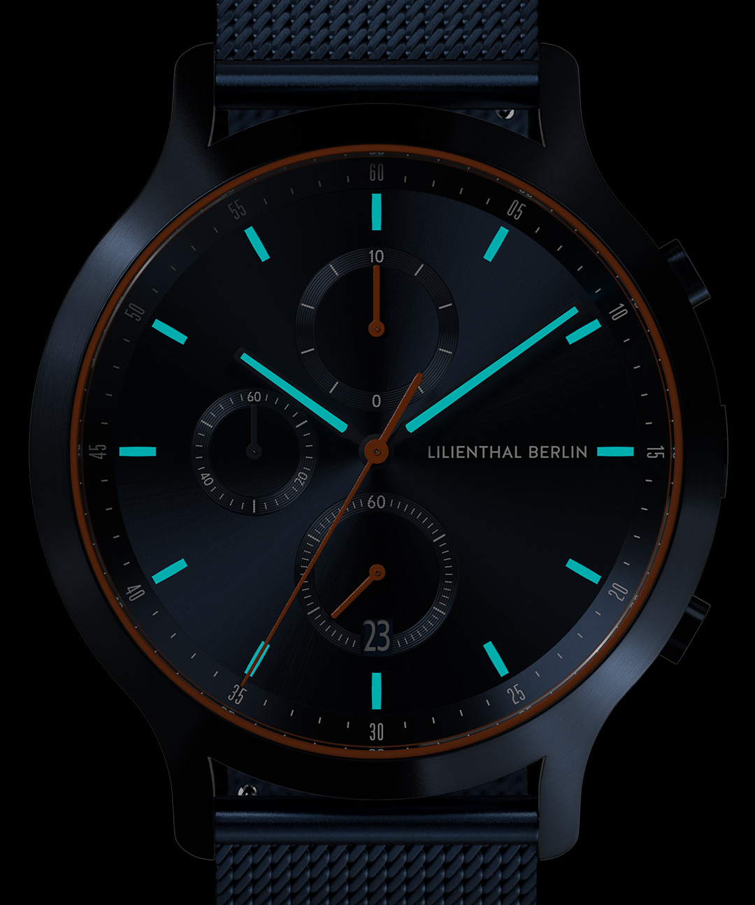 Chronograph Blue Orange - Mesh Blau