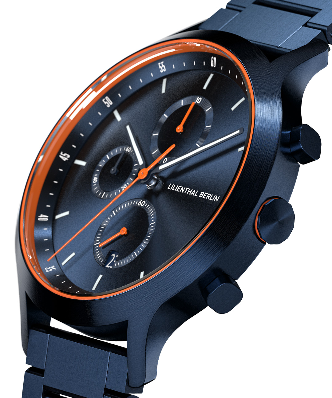 Chronograph Blue Orange - Edelstahl Blau