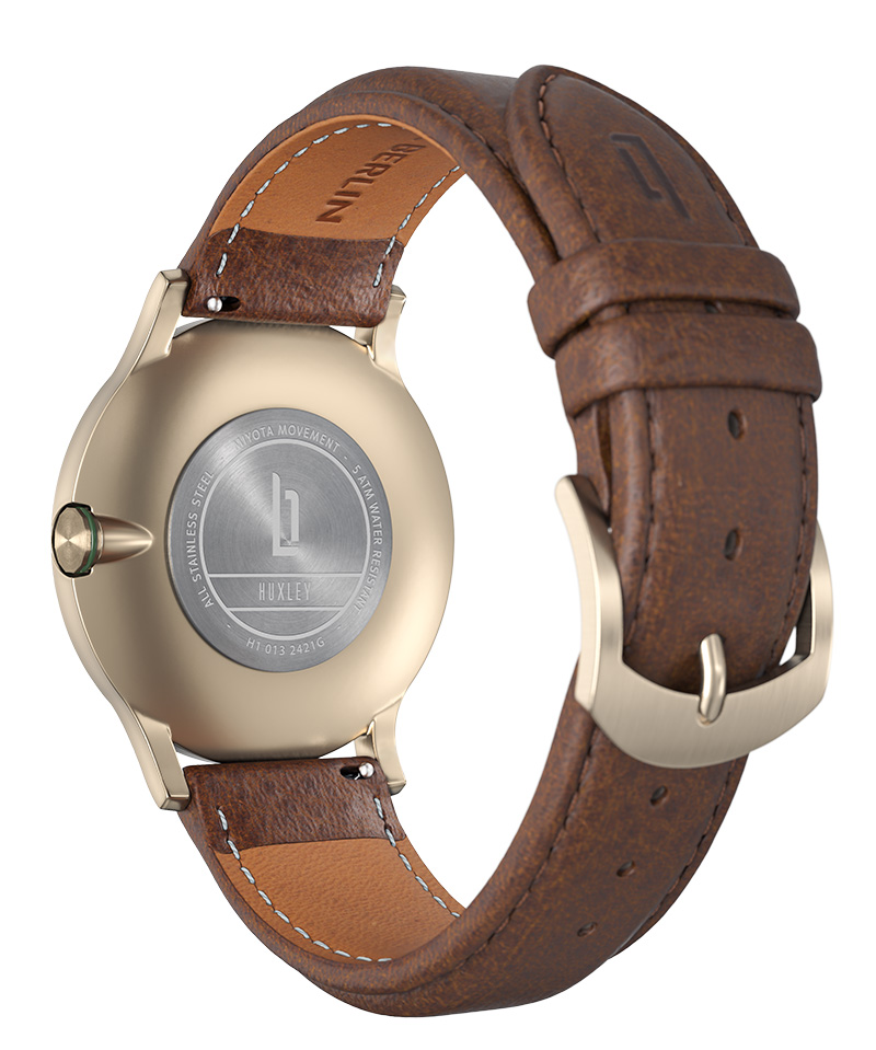 Huxley Beige Gold Green - Leather dark brown