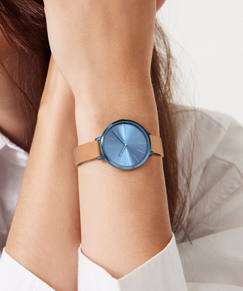 Rosalux Sky Blue - Leder Hellbraun