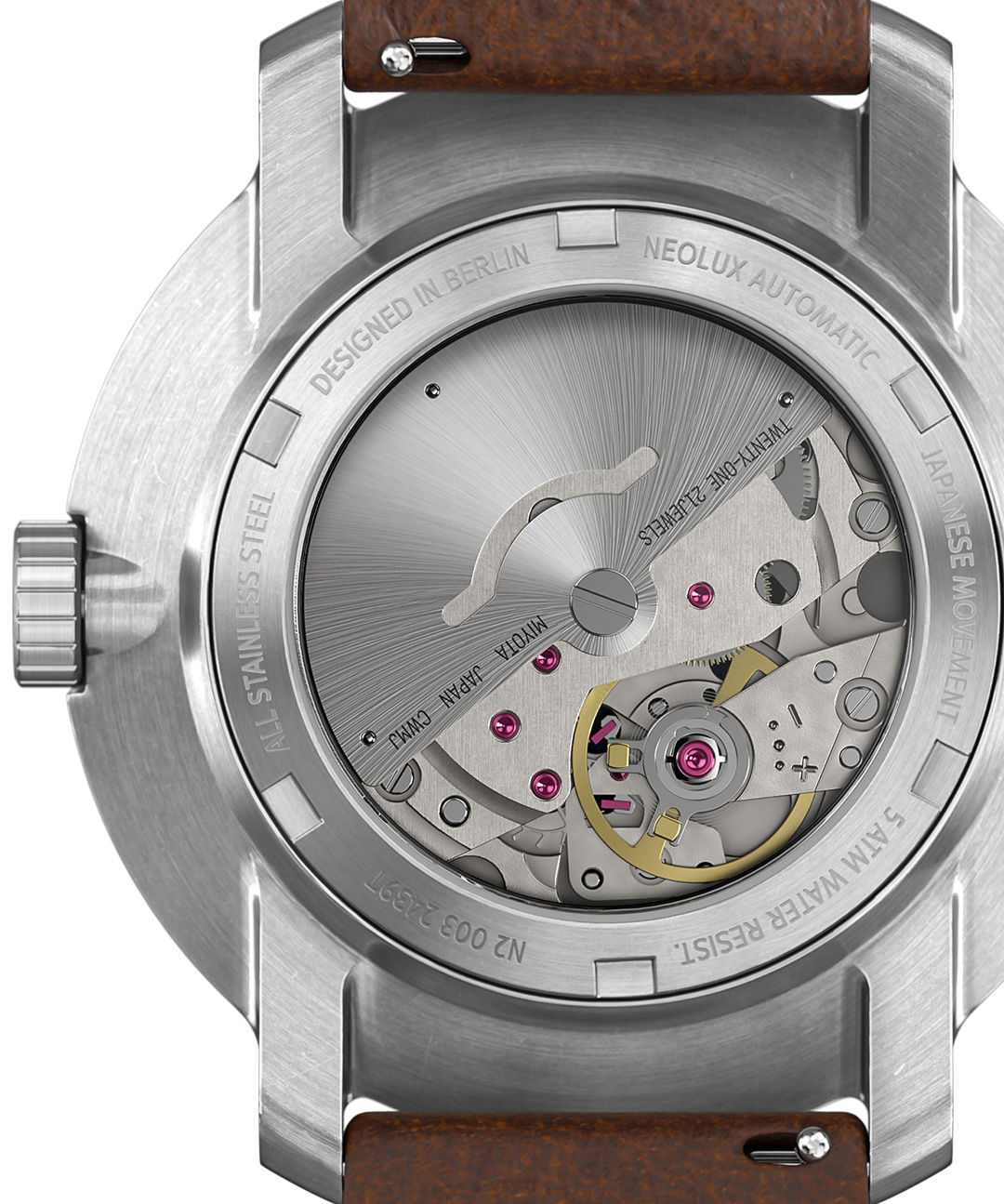 Neolux Day Date Silver White - Leder Dunkelbraun