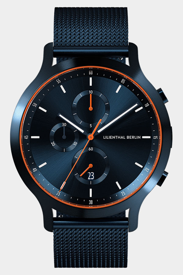 Chronographen Chronograph Justieren Chronograph Blue Orange Mesh