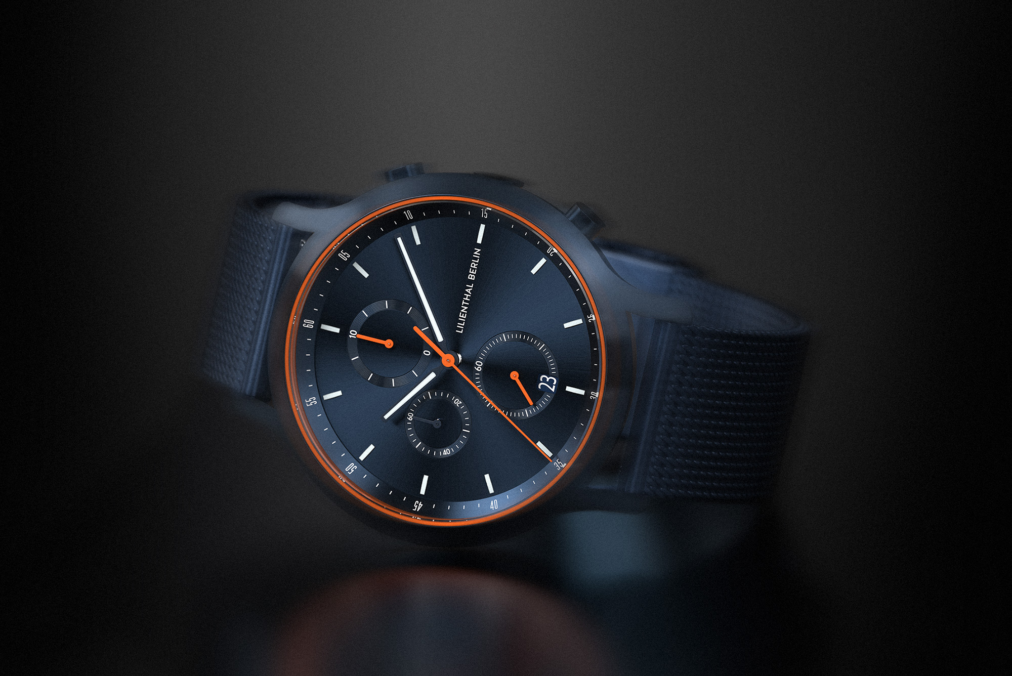 Chronograph Blue Orange - Mesh Blau