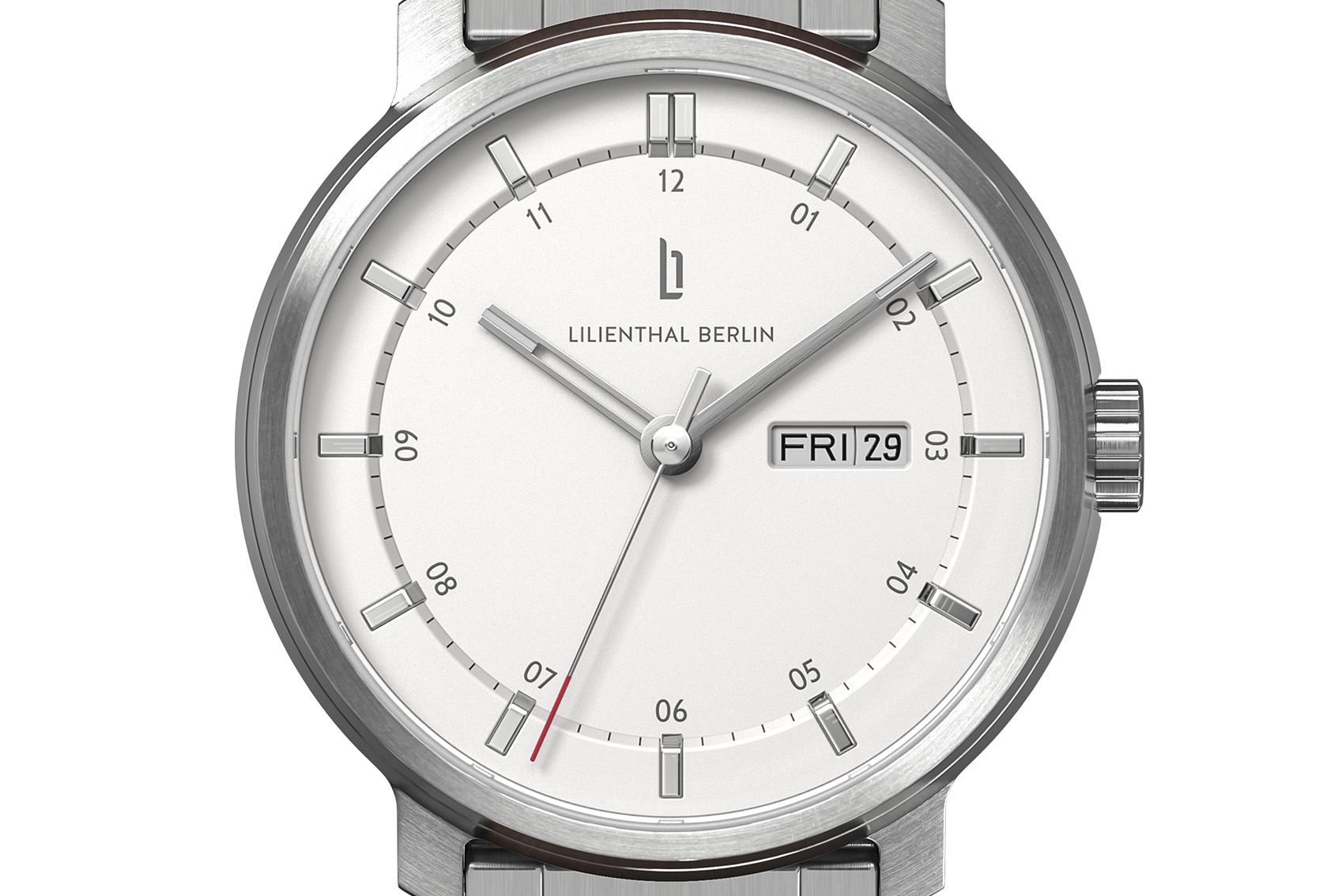 Neolux Day Date Silver White - stal szlachetna sre