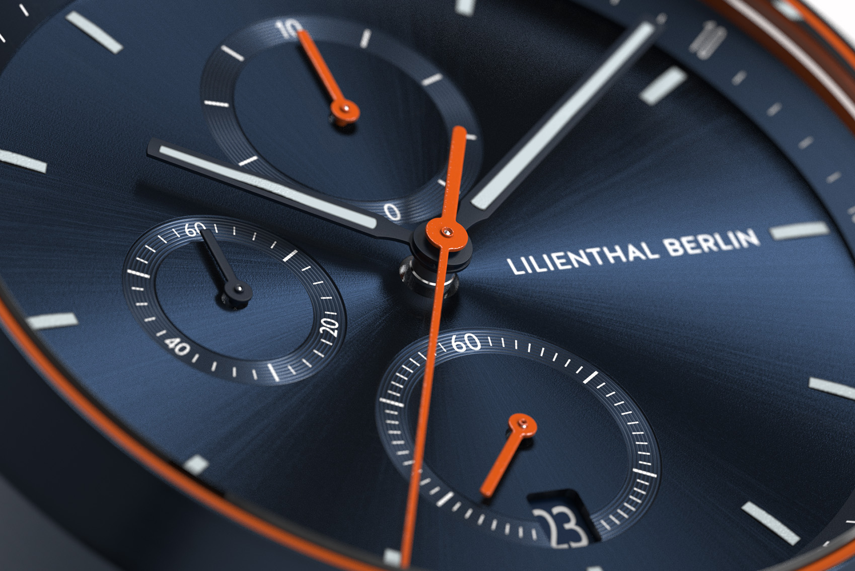 Chronograph Blue Orange - Leder Dunkelblau