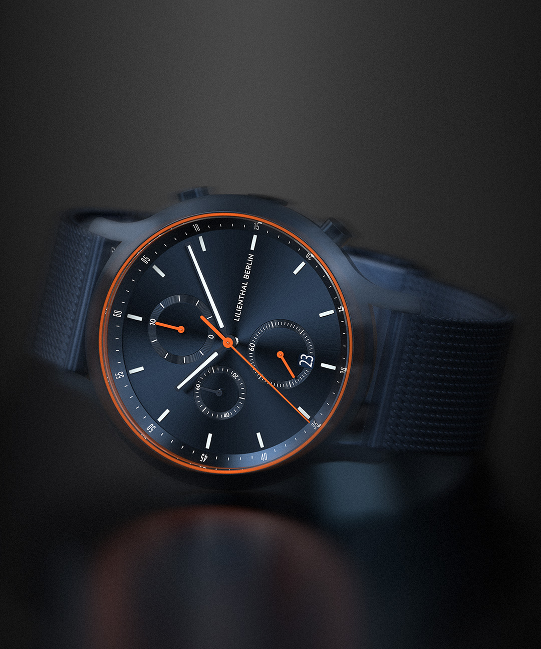 Chronograph Blue Orange - Mesh Blau