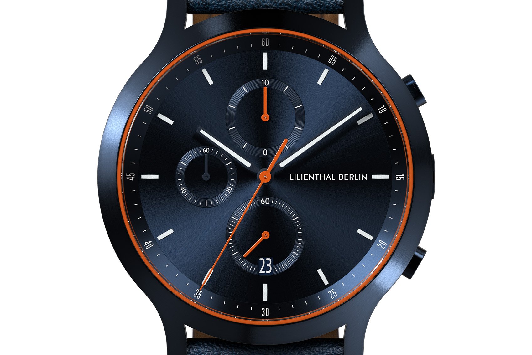 Chronograph Blue Orange - Leder Dunkelblau