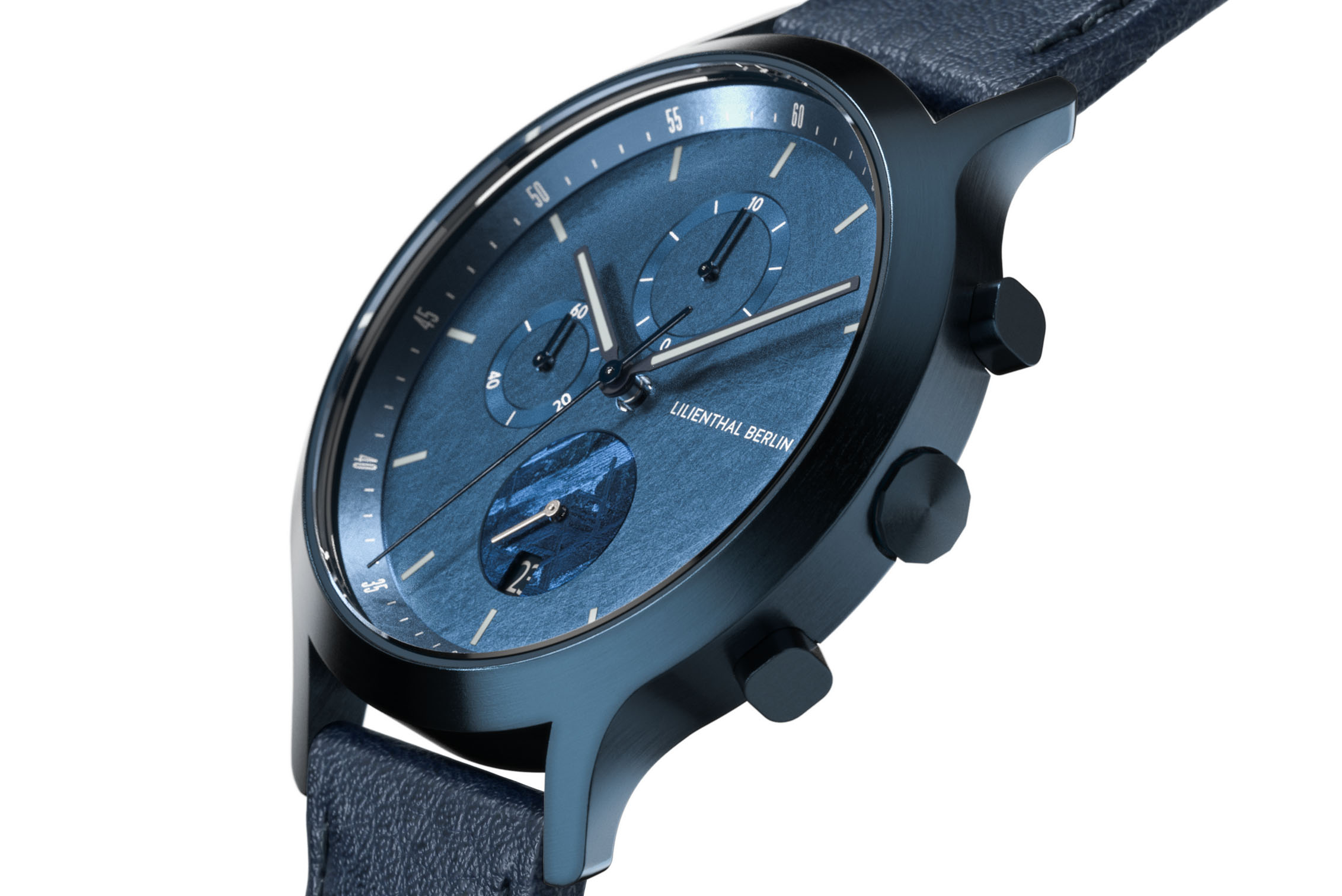 Chronograph Stellar Blue - skóra granatowy