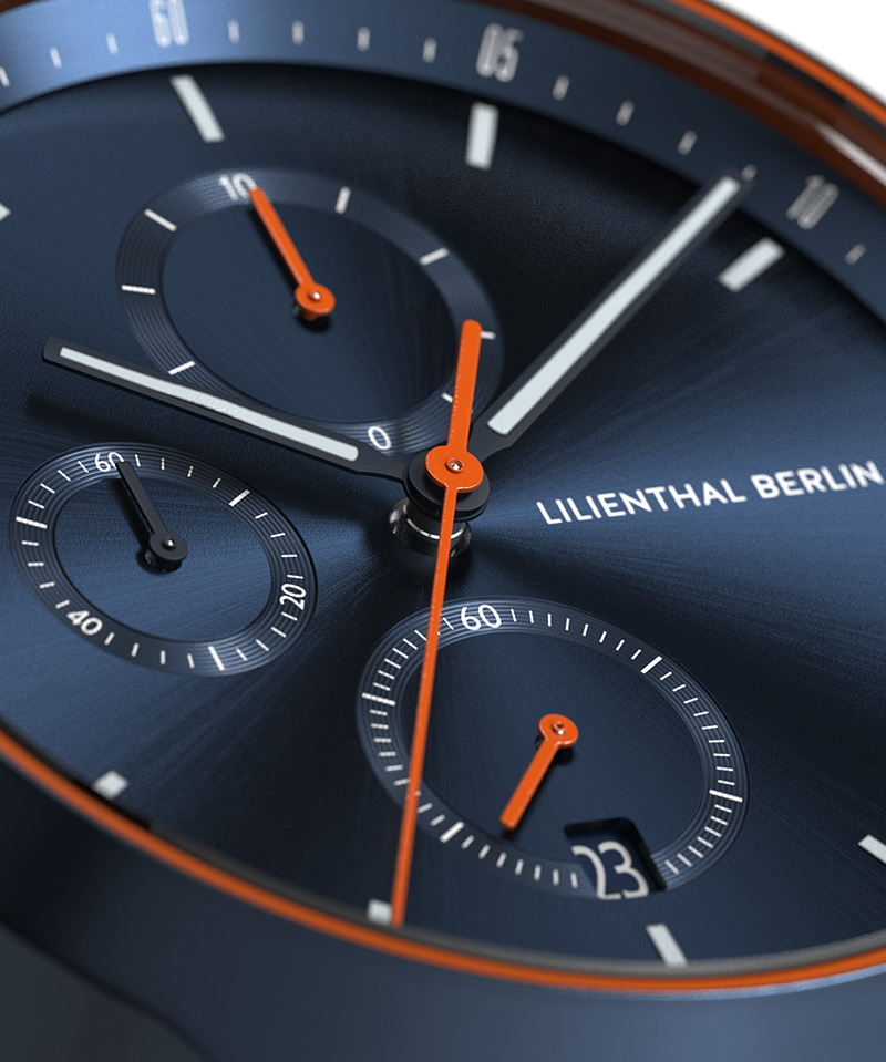 Chronograph Blue Orange - Mesh Blau