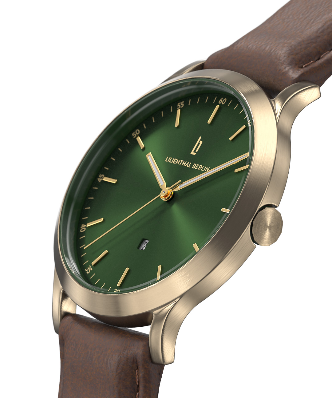 Huxley Beige Gold Green - Leather dark brown