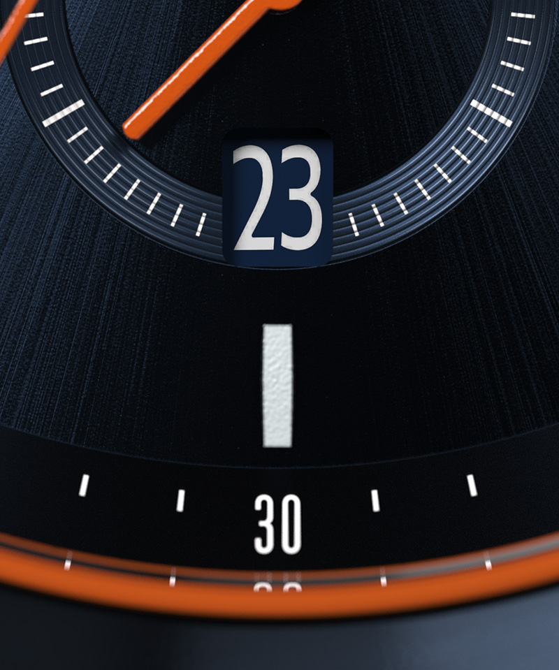 Chronograph Blue Orange - Leder Dunkelblau