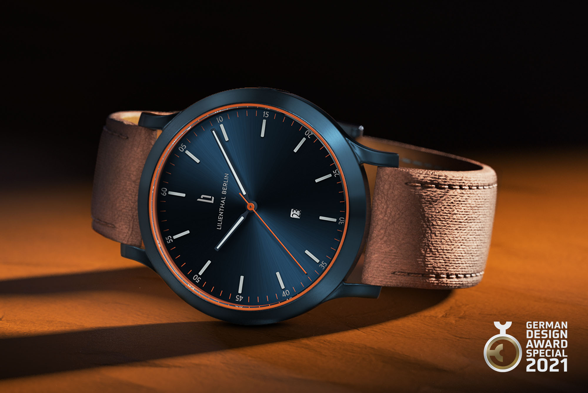 Huxley Blue Orange - Paper Leather light brown