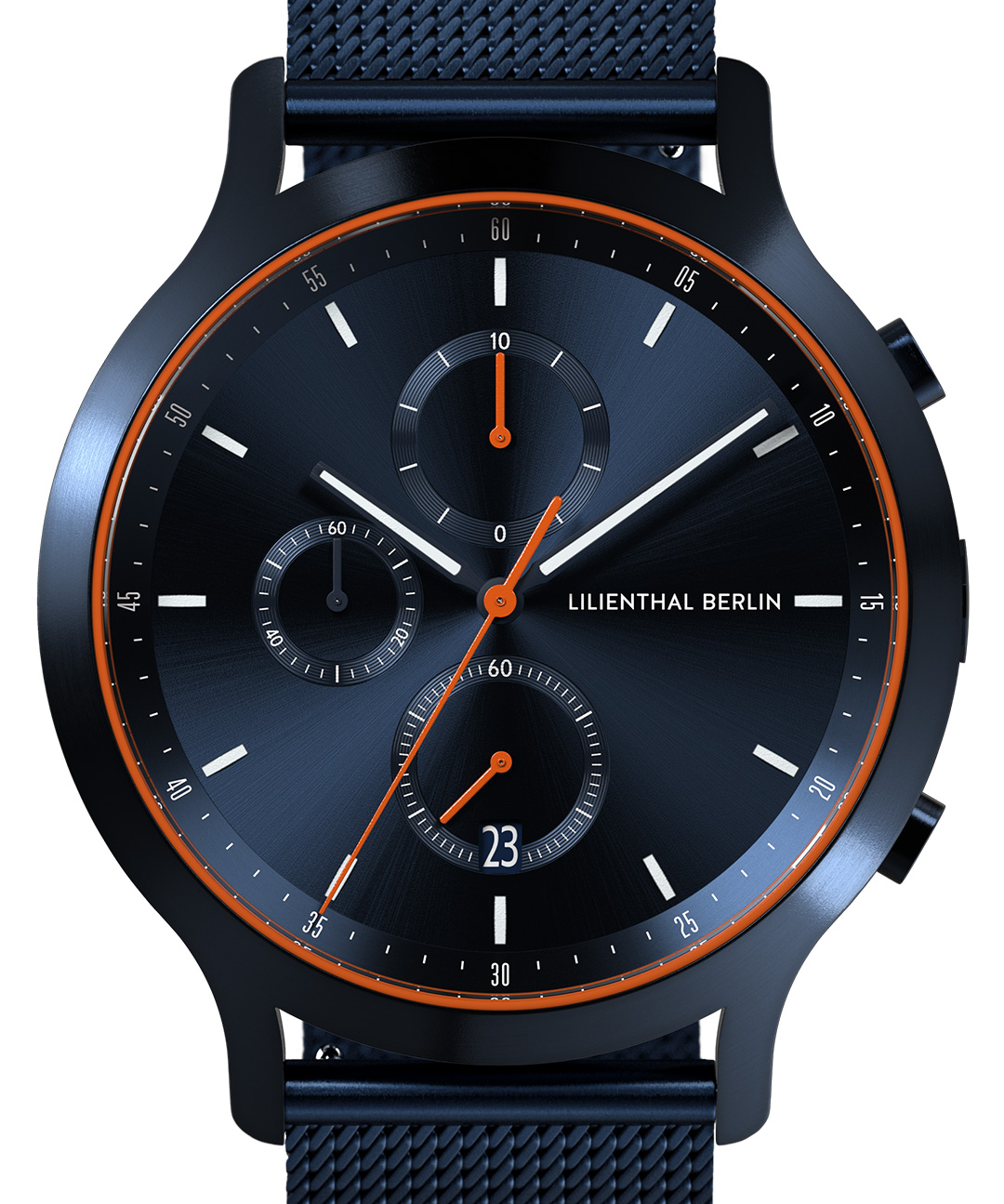 Chronograph Blue Orange - Mesh Blau