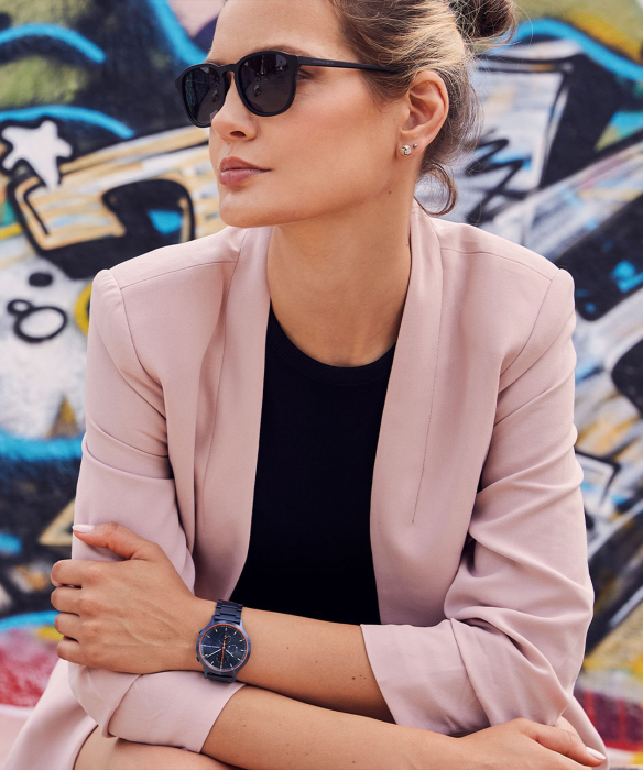 Chronograph Blue Orange stainless steel blue Lilienthal Berlin