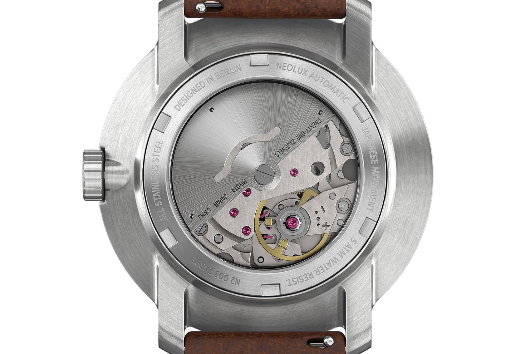 Neolux Day Date Silver White - Leder Dunkelbraun