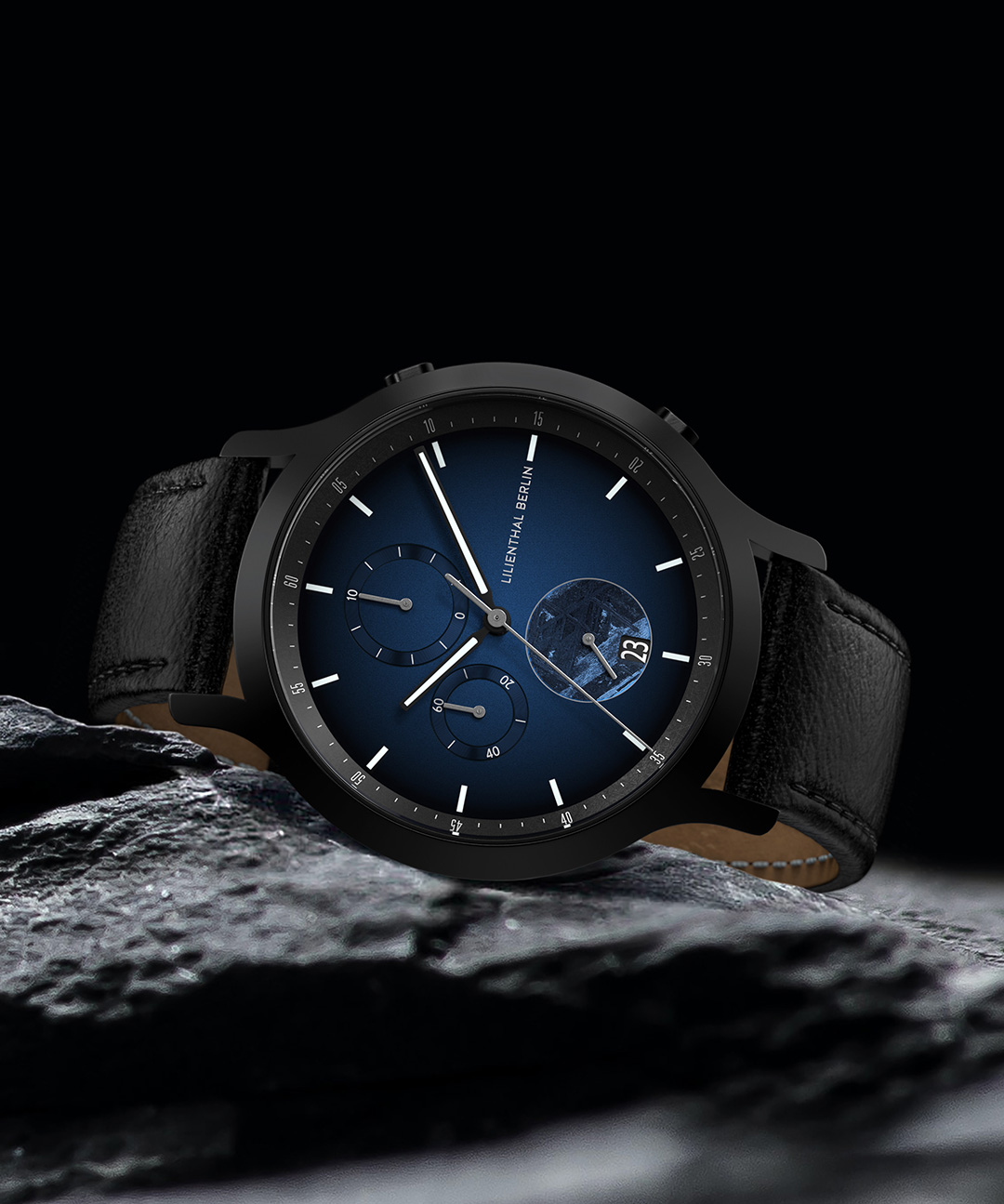 Chronograph Blue Flare - Leder Schwarz
