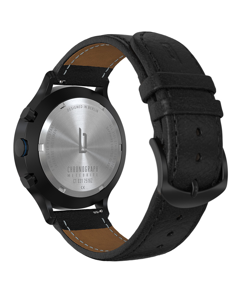 Chronograph Blue Flare - Leder Schwarz