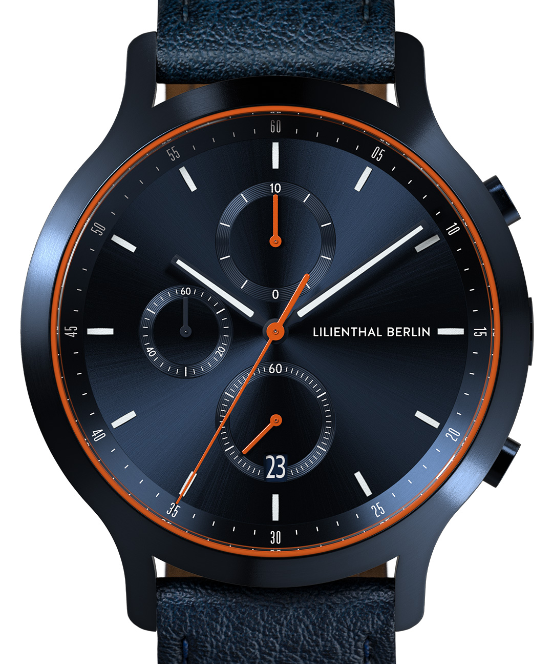 Chronograph Blue Orange - Leder Dunkelblau