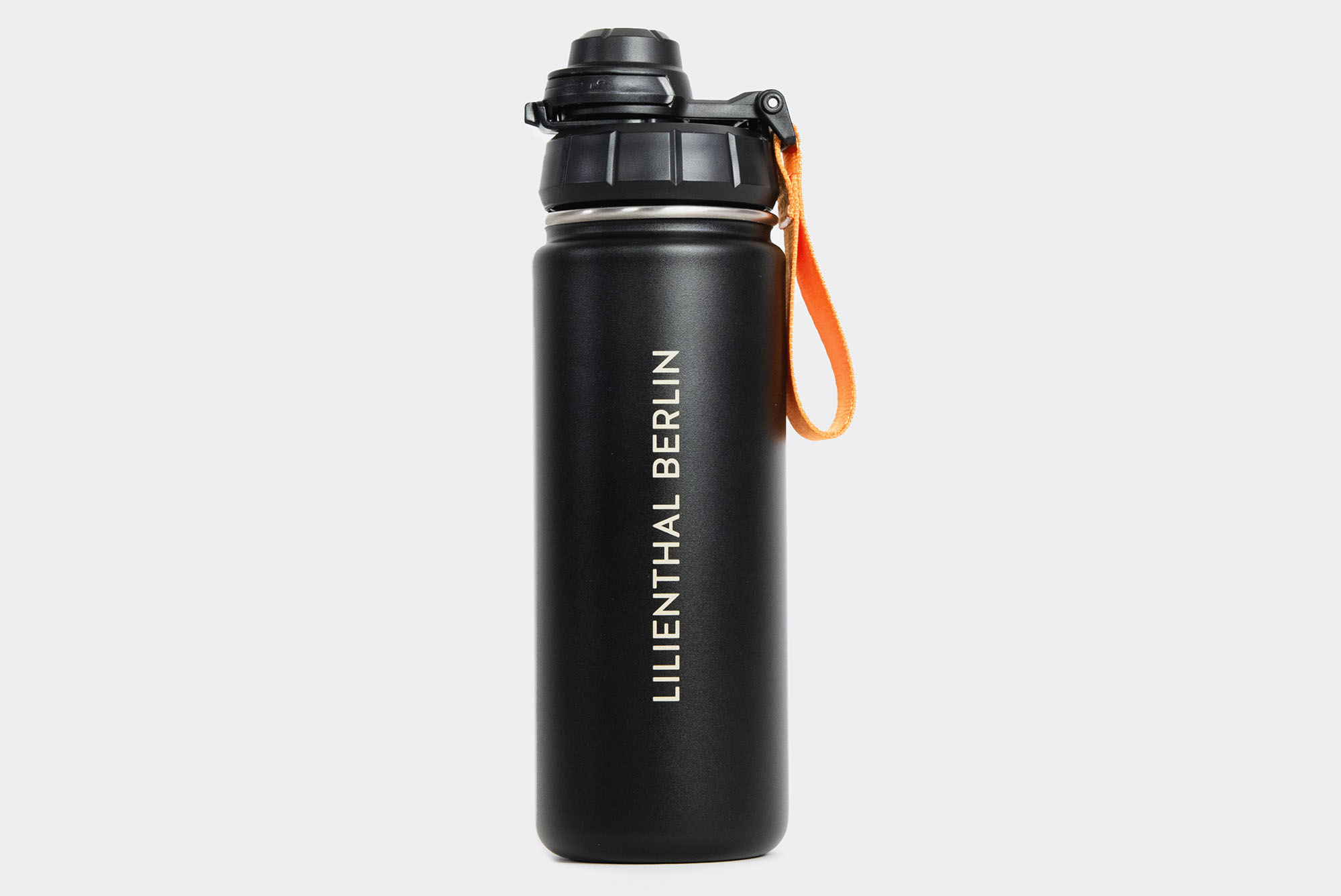 Insulated Bottle Black with orange Strap