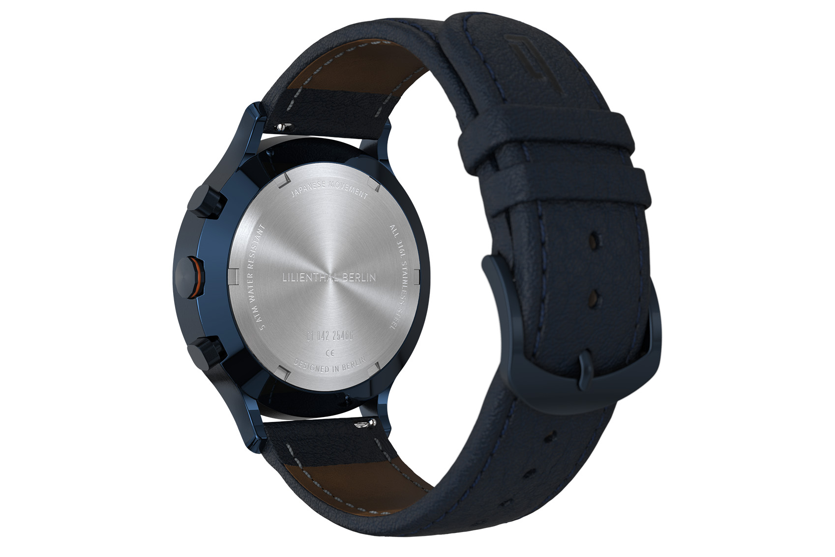 Chronograph Blue Orange - Leder Dunkelblau