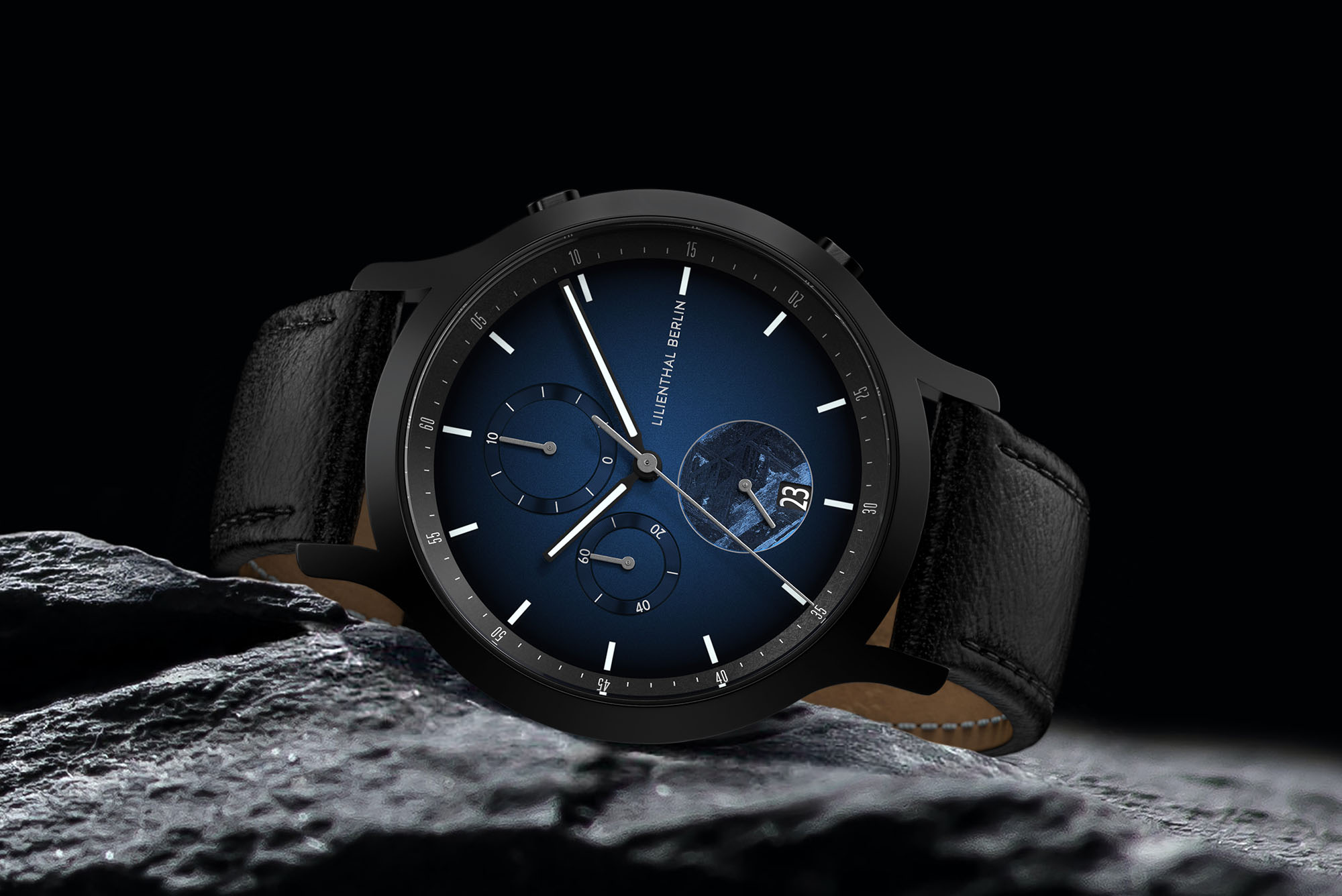 Chronograph Blue Flare - Leder Schwarz