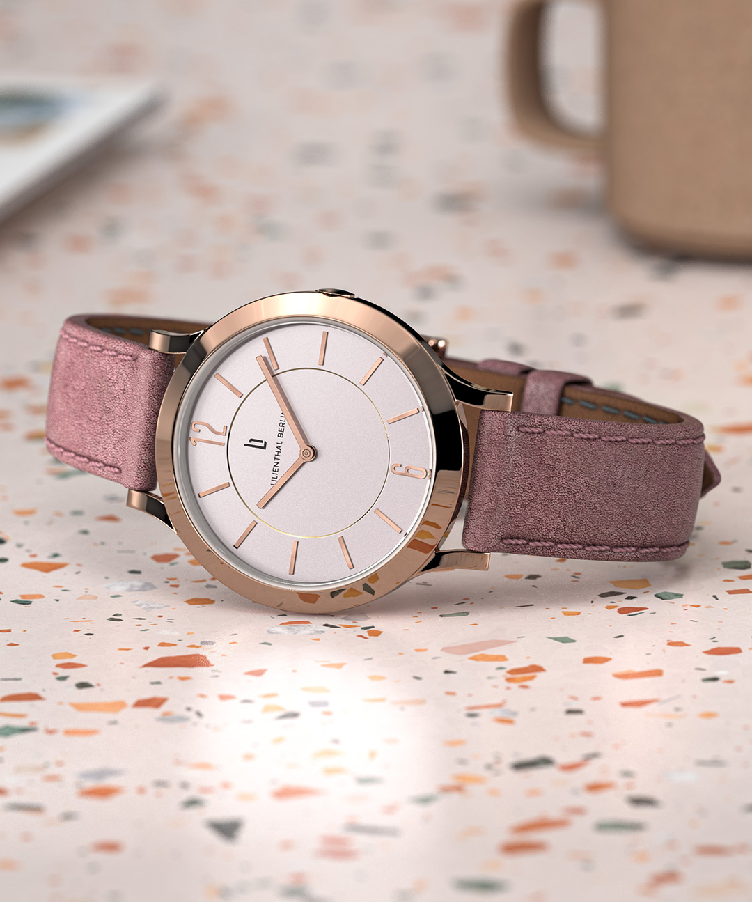 Classic XS Rosegold Blush Leather Rose All Watches Watches Lilienthal Berlin Award winning Designs