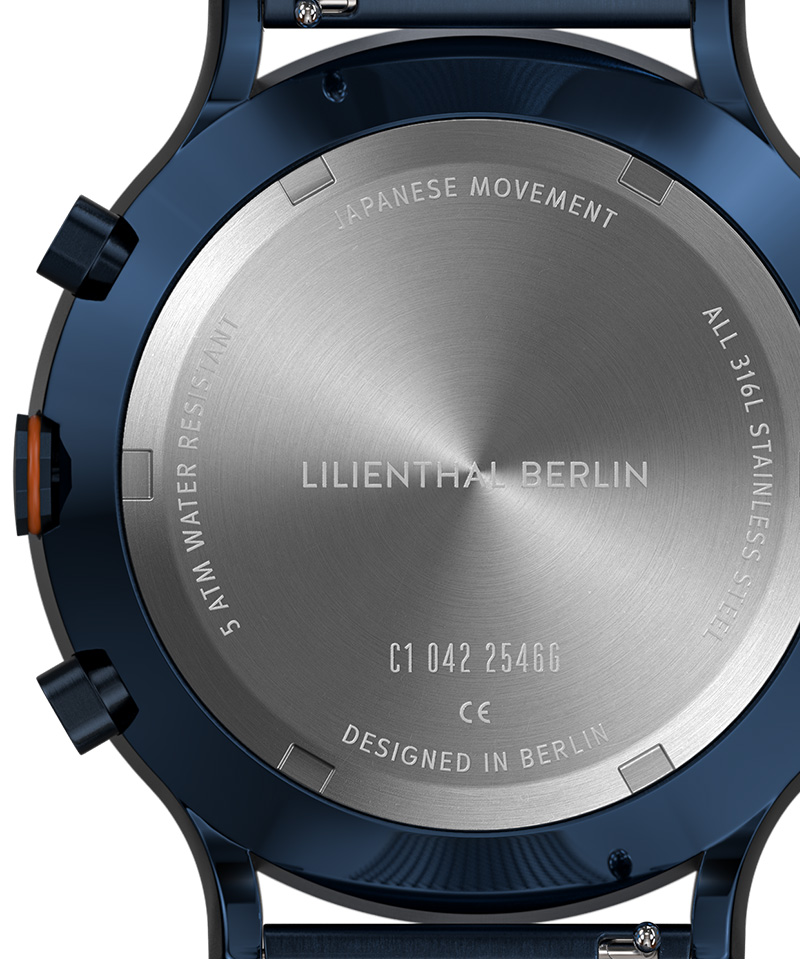 Chronograph Blue Orange - Mesh Blau