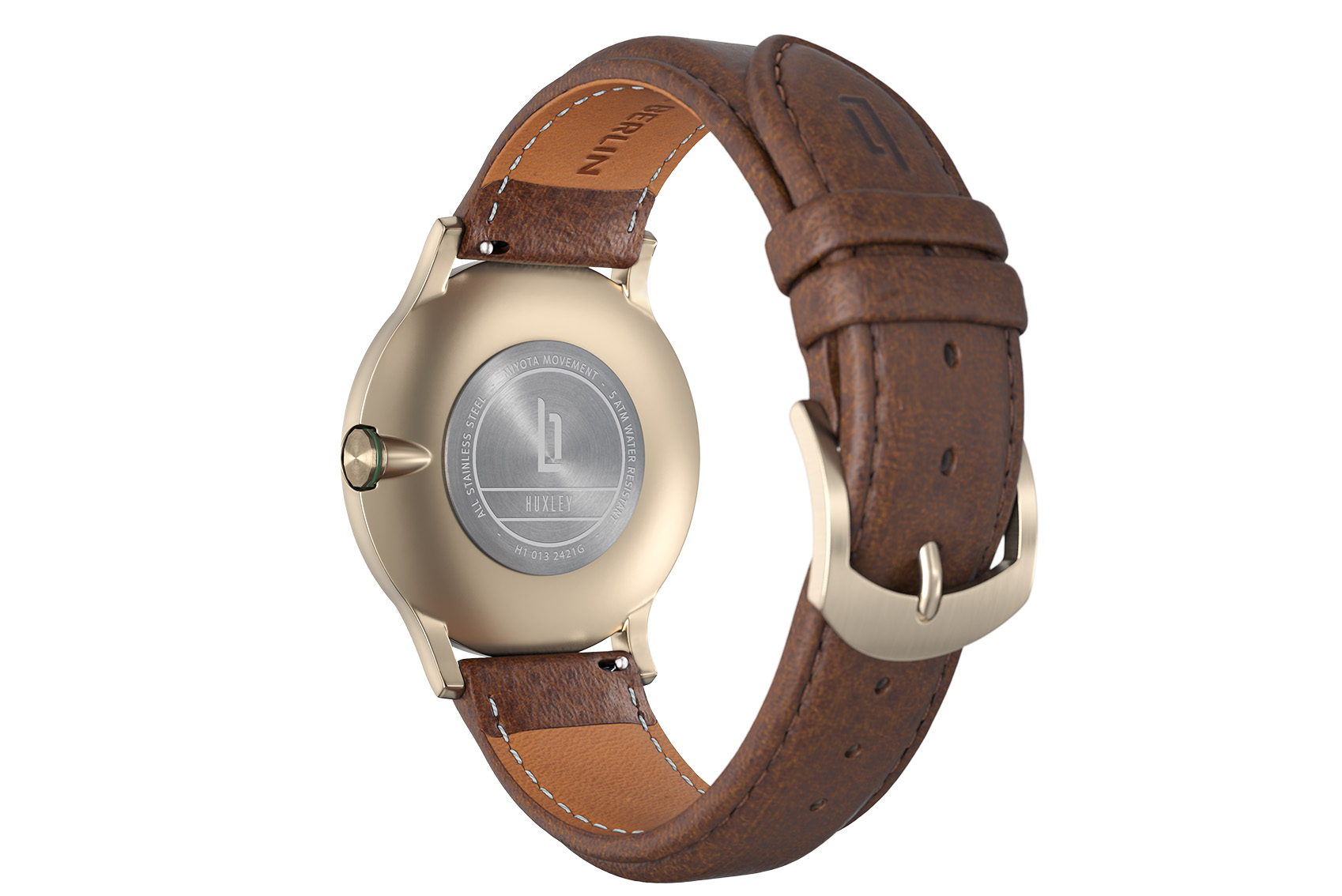 Huxley Beige Gold Green - Leather dark brown