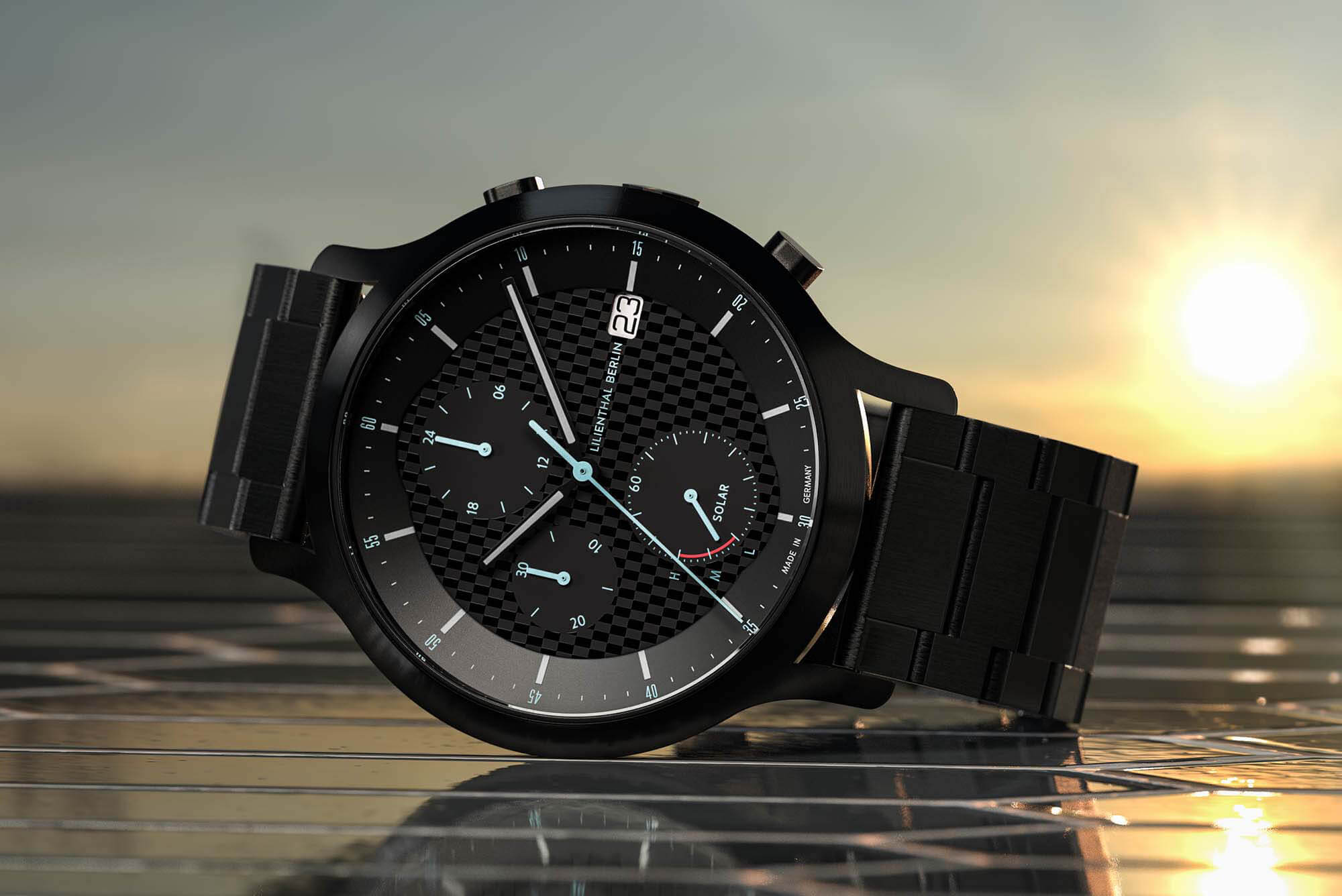 Solar watch on sale with backlight