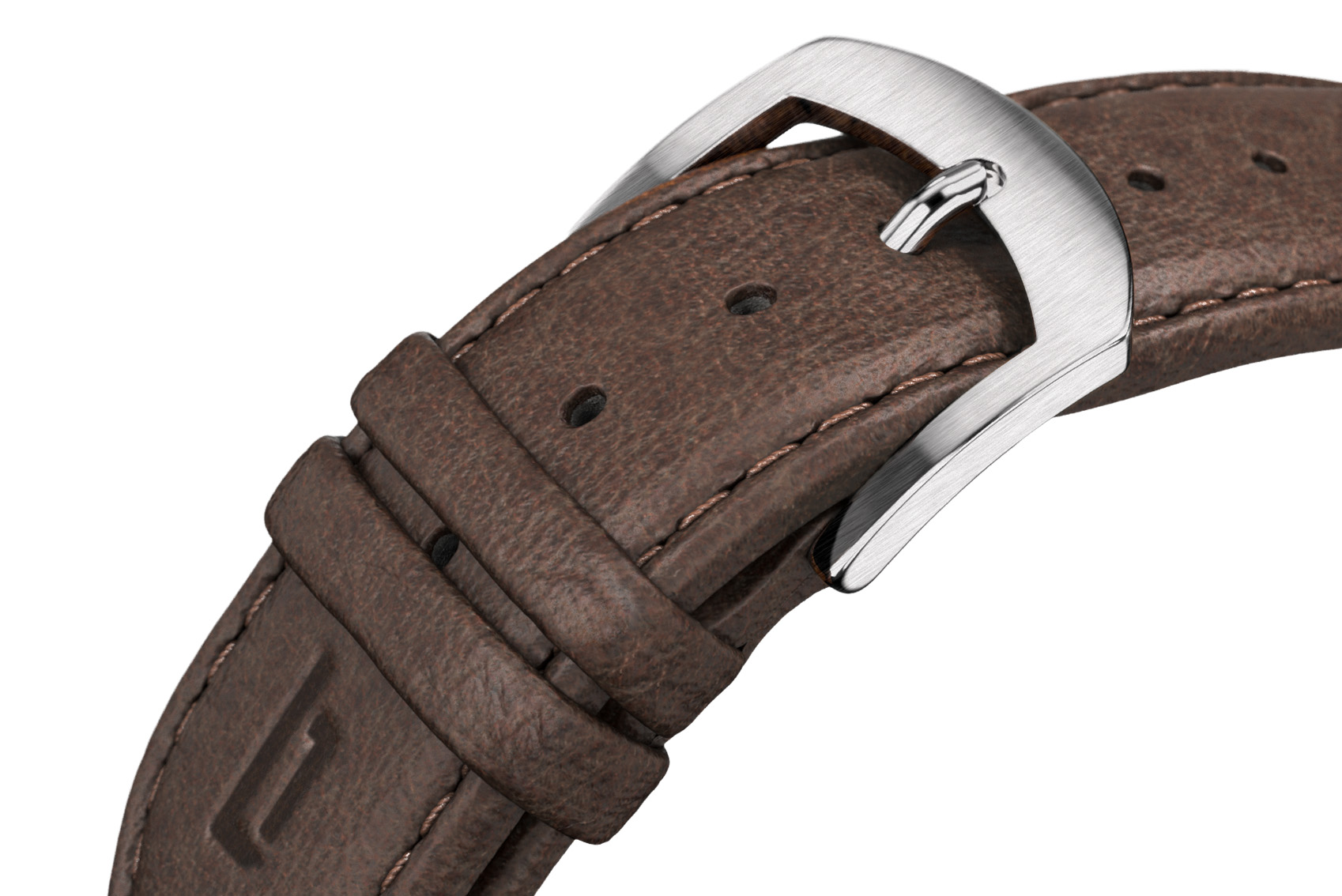 Neolux Day Date Silver White - Leder Dunkelbraun