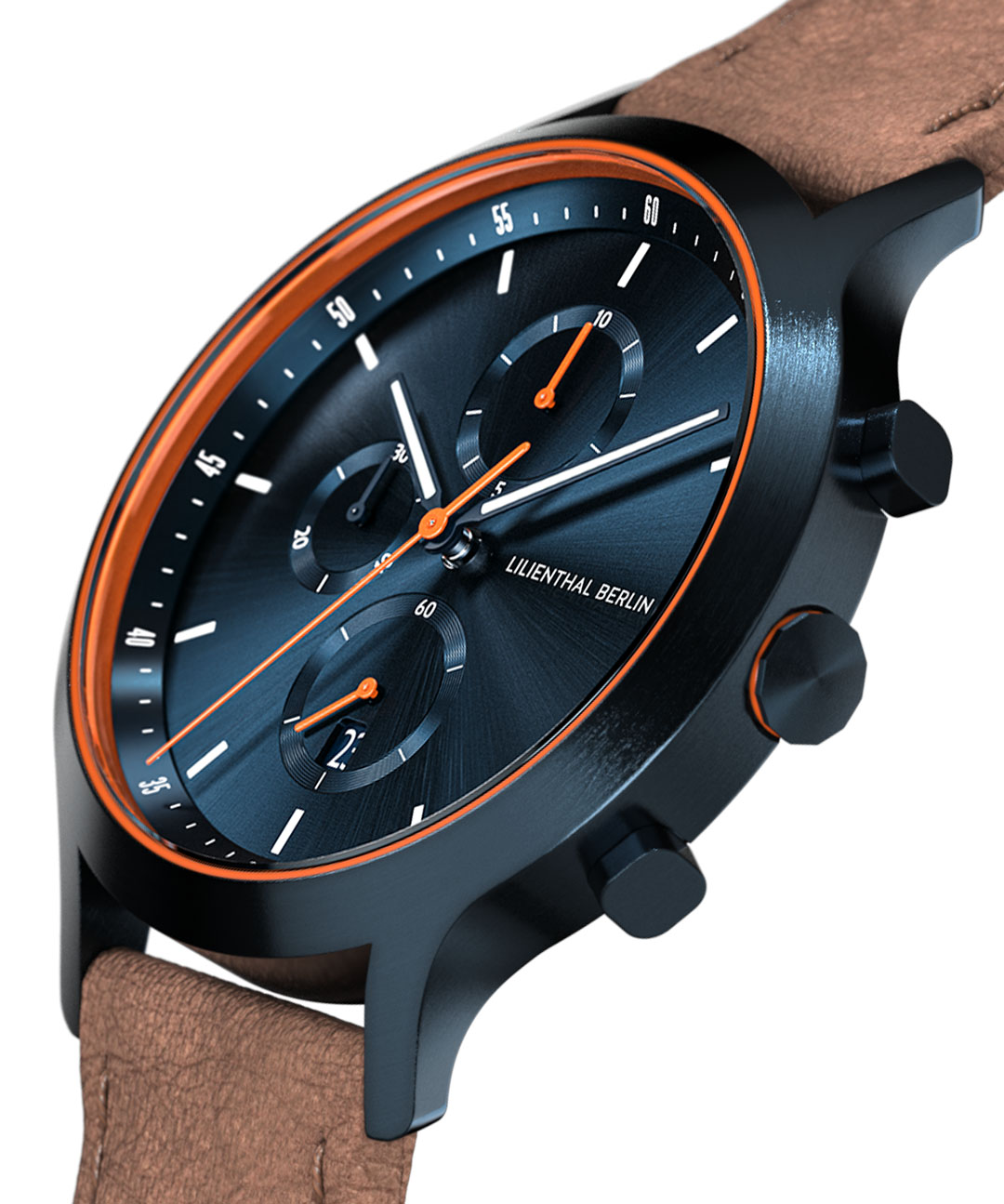 Chronograph Blue Orange - washpaper jasnobrazowy