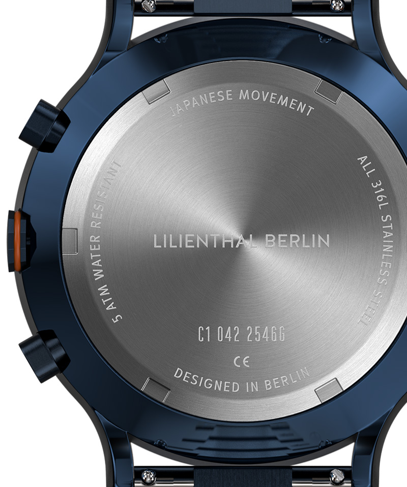 Chronograph Blue Orange - Edelstahl Blau