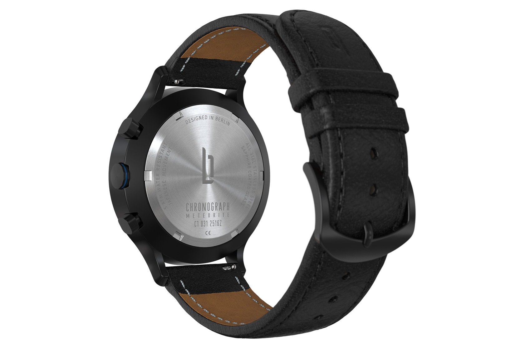 Chronograph Blue Flare - Leder Schwarz