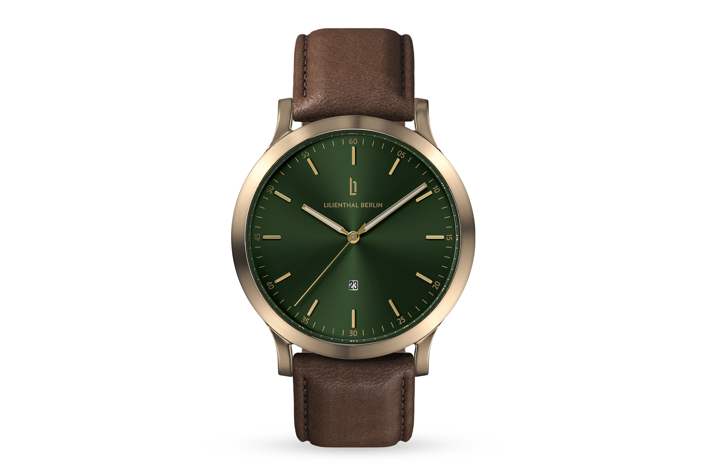 Huxley Beige Gold Green - Leather dark brown